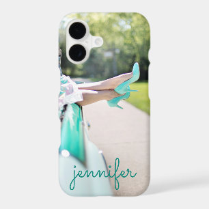 Modern Vintage Car Mint Green High Heels Retro iPhone 17 Case