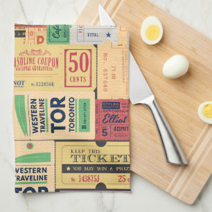 Modern vintage cenima tickets Classic retro Kitchen Towel