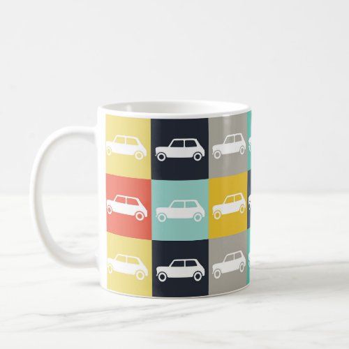 Modern Vintage Checkerboard Mini Cooper Coffee Mug