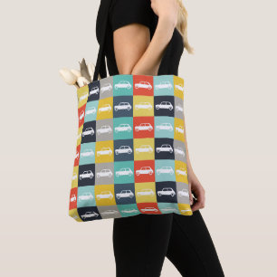 Modern Vintage Checkerboard Mini Cooper Tote Bag