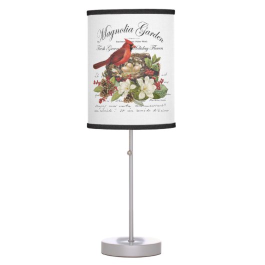 Modern Vintage Christmas Cardinal Table Lamp (Front)