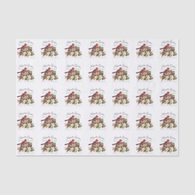 Modern Vintage Christmas Cardinal Tissue Paper (Front)