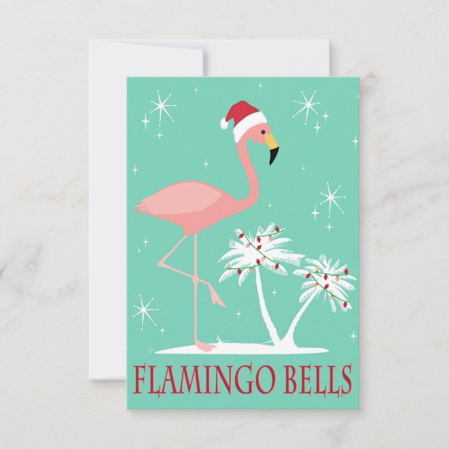 MODERN VINTAGE CHRISTMAS FLAMINGO INVITATION (Front)