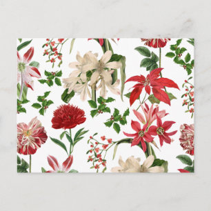 Modern Vintage Christmas Flowers Postcard