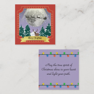 Modern Vintage Christmas Night with Santa Reindeer Note Card