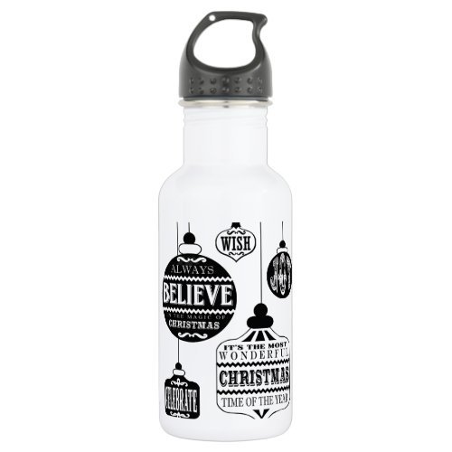 modern vintage Christmas ornaments Stainless Steel Water Bottle