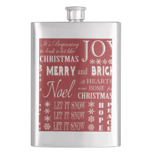 modern vintage Christmas words Flask