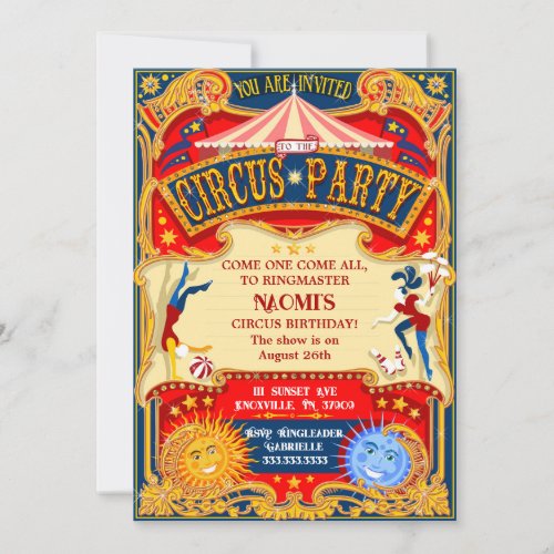 Modern Vintage Circus Carnival Festival Birthday Invitation
