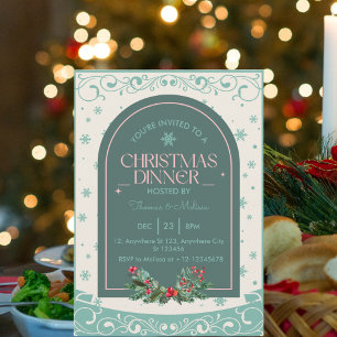 Modern Vintage Classic Winter Christmas Dinner Invitation