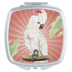 modern vintage cockatoo compact mirror