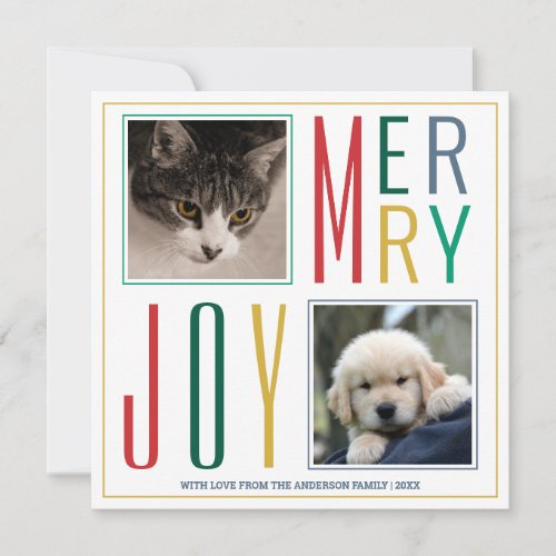 Modern Vintage Colors Simple Multi Photo Collage Holiday Card