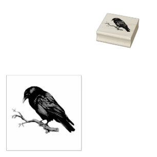 Modern vintage Crow Rubber Stamp