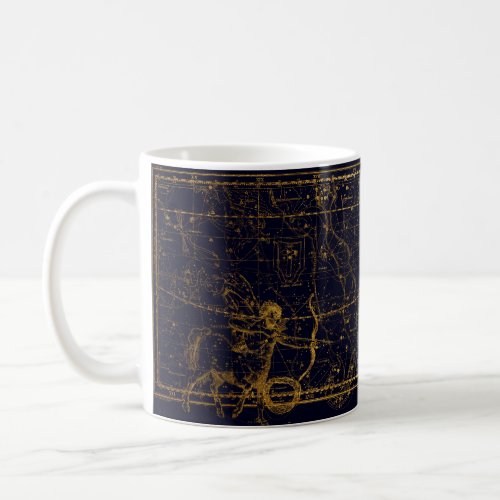 Modern Vintage Dark Blue Gold Sagittarius Zodiac Coffee Mug