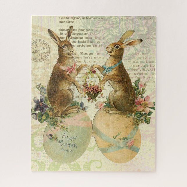 Modern vintage Easter bunny puzzle (Vertical)