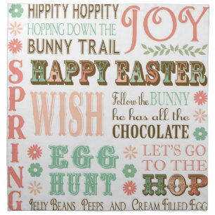 Modern Vintage Easter typography word collage Napkin