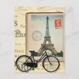 Modern Vintage Eiffel Tower collage art Postcard