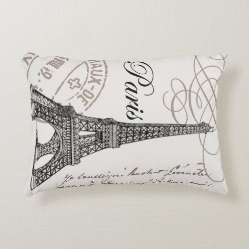 modern vintage Eiffel Tower Decorative Pillow