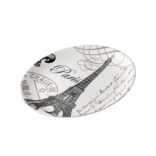 modern vintage Eiffel Tower Dinner Plate (Side)