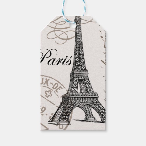 modern vintage Eiffel Tower Gift Tags