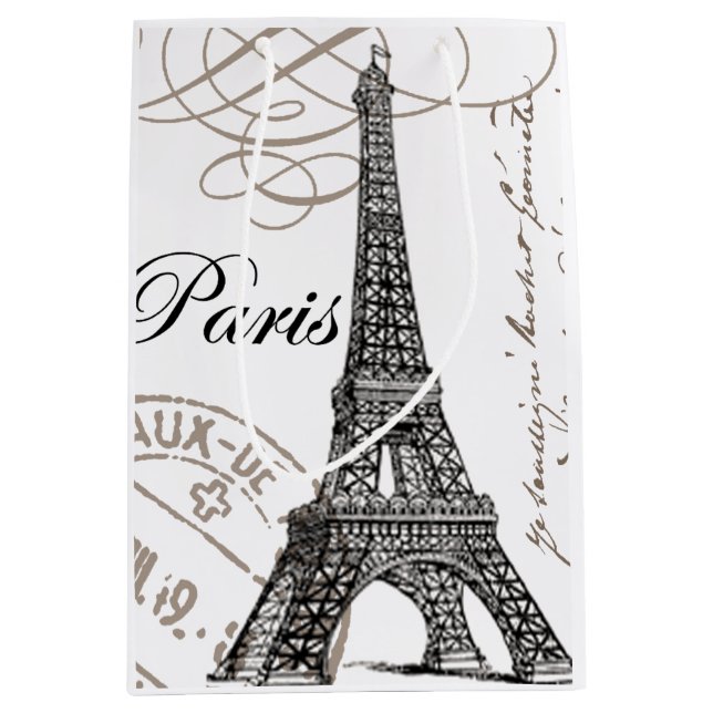 modern vintage Eiffel Tower Medium Gift Bag (Front)