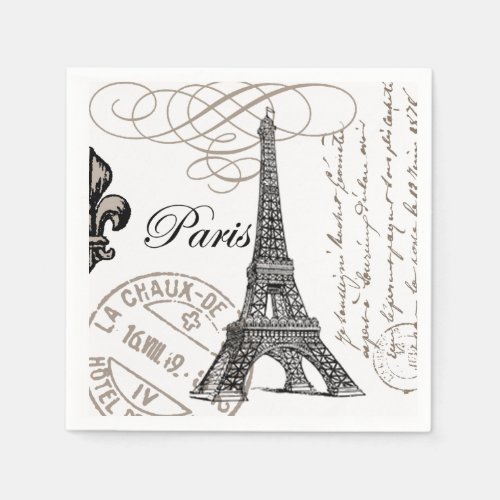 modern vintage Eiffel Tower Paper Napkins