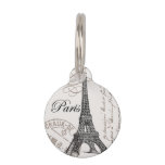 modern vintage Eiffel Tower Pet ID Tag
