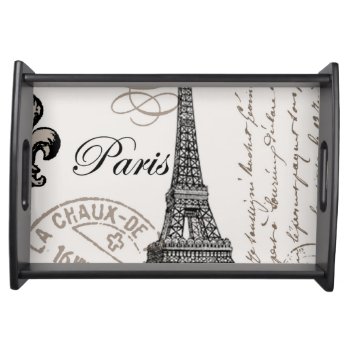Modern Vintage Eiffel Tower Serving Tray by GIFTSBYHEATHERMYERS at Zazzle