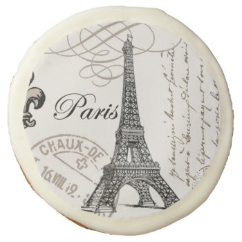 Modern Vintage Eiffel Tower Sugar Cookie by GIFTSBYHEATHERMYERS at Zazzle