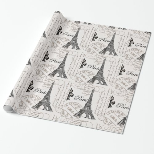 modern vintage Eiffel Tower Wrapping Paper
