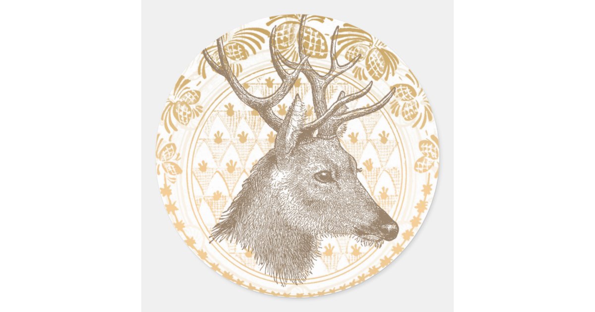 Modern Vintage Elegant Gold Christmas Classic Round Sticker | Zazzle