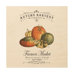 modern vintage fall gourds and pumpkin wood wall decor