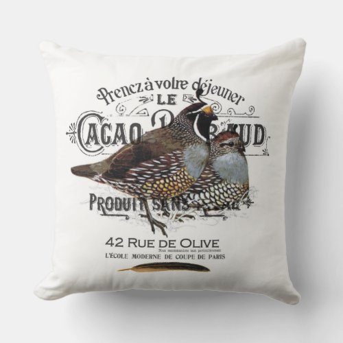 modern vintage fall quail throw pillow