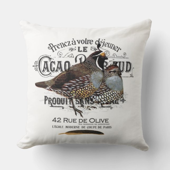 modern vintage fall quail throw pillow (Front)