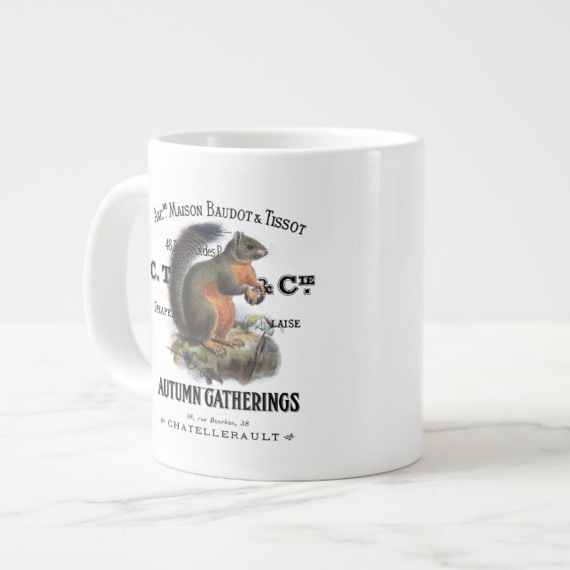 modern vintage fall squirrel giant coffee mug (Front Left)