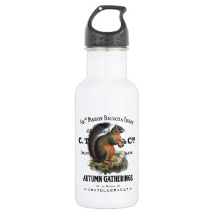 modern vintage fall squirrel stainless steel water bottle