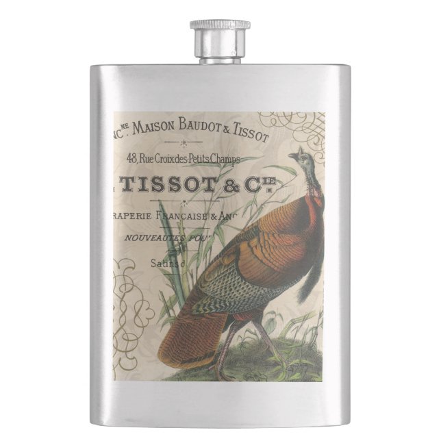 modern vintage fall wild turkey flask (Front)