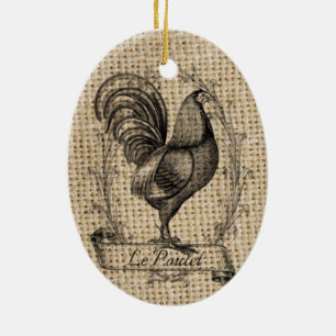 Modern vintage Farm Chicken french country rooster Ceramic Ornament