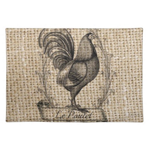 Modern vintage Farm Chicken french country rooster Cloth Placemat