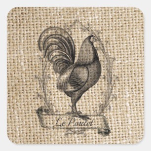 Modern vintage Farm Chicken french country rooster Square Sticker