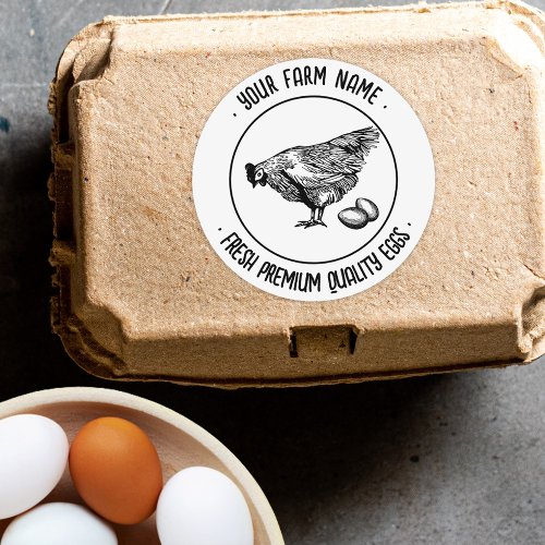 Modern Vintage Farm Hen Egg Carton Antique Classic Round Sticker