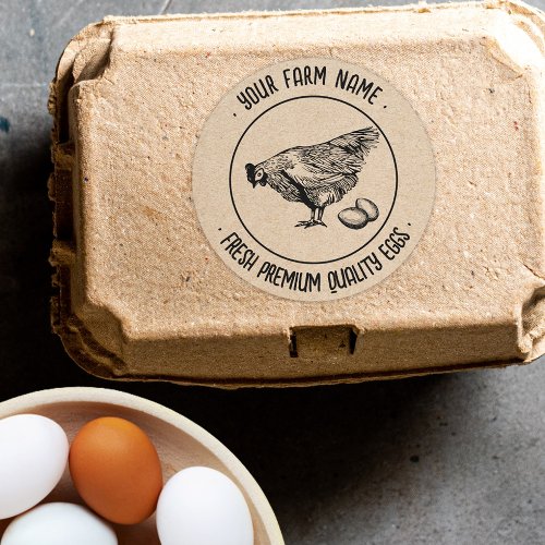 Modern Vintage Farm Hen Egg Carton Antique Classic Round Sticker