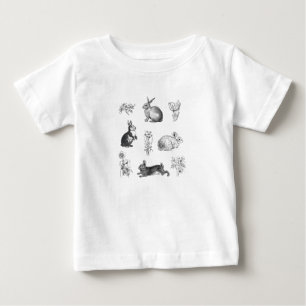 Modern vintage farmhouse Easter rabbits Baby T-Shirt