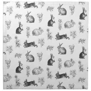 Modern vintage farmhouse Easter rabbits Cloth Napkin