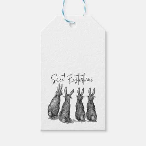 Modern vintage farmhouse Easter rabbits Gift Tags