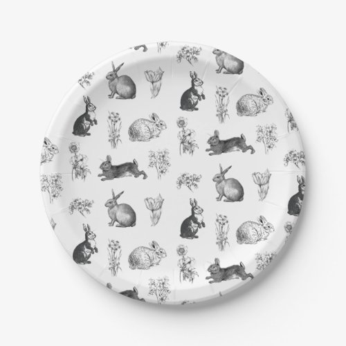 Modern vintage farmhouse Easter rabbits Paper Plates