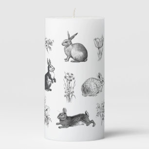 Modern vintage farmhouse Easter rabbits Pillar Candle
