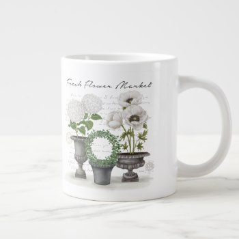 Modern Vintage Farmhouse White Garden Giant Coffee Mug by GIFTSBYHEATHERMYERS at Zazzle