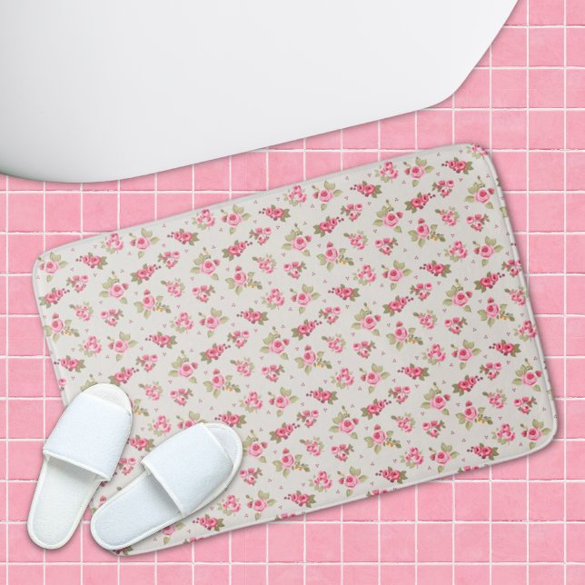 Modern Vintage Floral Bathroom Rose Bath Mat (Modern Vintage Floral Bathroom Rose Bath Mat)