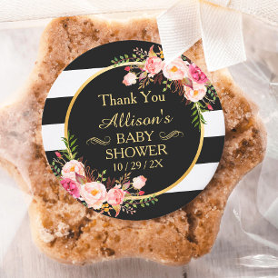 Modern Vintage Floral Decor Baby Shower Thank You Classic Round Sticker