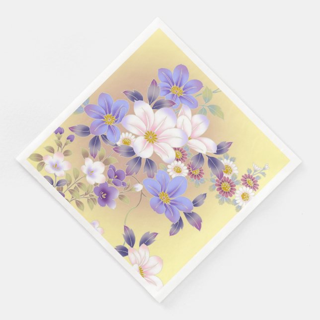 Modern Vintage Floral Paper Dinner Napkins (Corner)